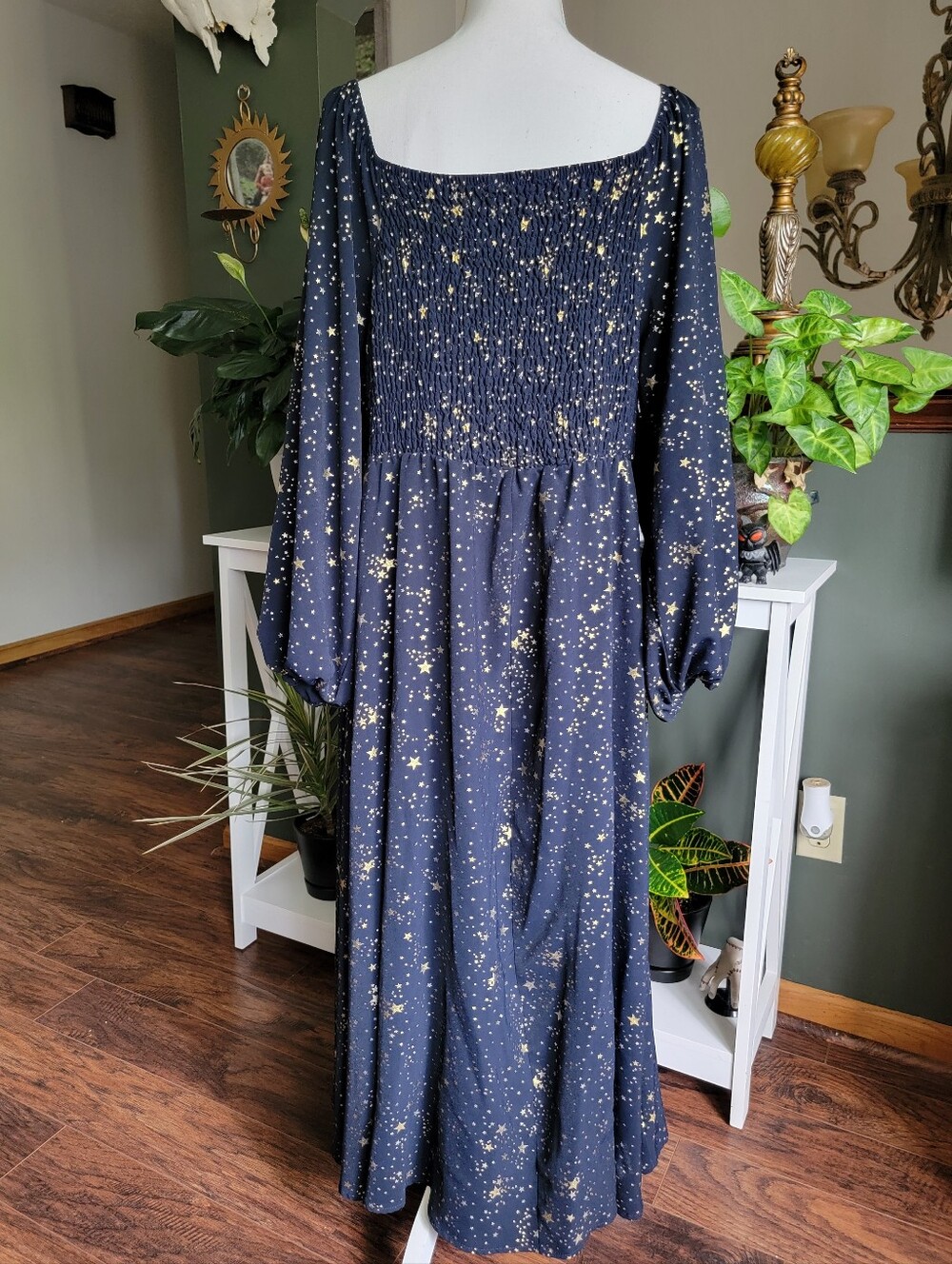 Bloomchic  Star-Print Navy Maxi Dress with Square Neck - Picture 7 of 10